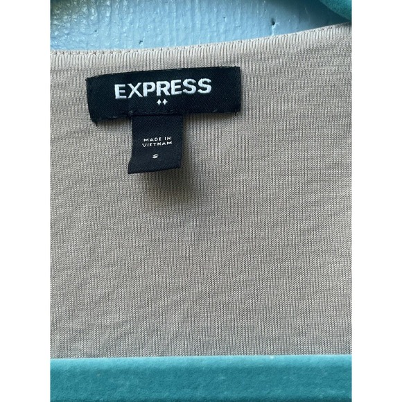 Express Size S Slinky Tan Neutral Crossover Top Ruched Surplice Modal Stretchy - Picture 7 of 12
